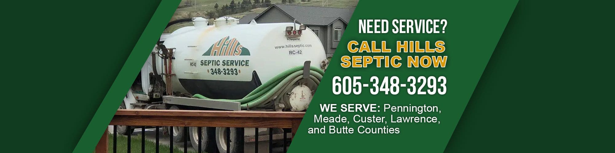 Need service? Call Hills Septic Header